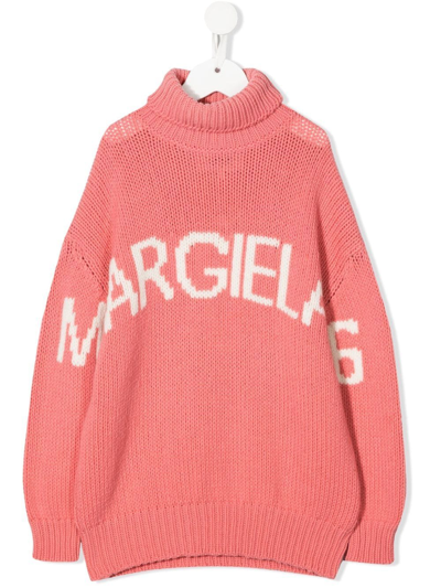 Mm6 Maison Margiela Intarsia-knit Roll-neck Jumper In Pink