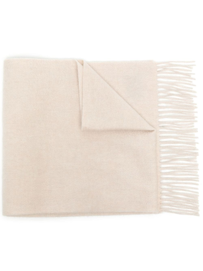 N•peal Frayed-edge Cashmere Scarf In White