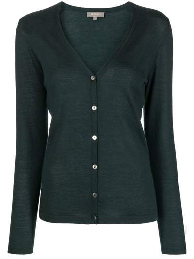 N•peal Fine-knit Cashmere Cardigan In Green