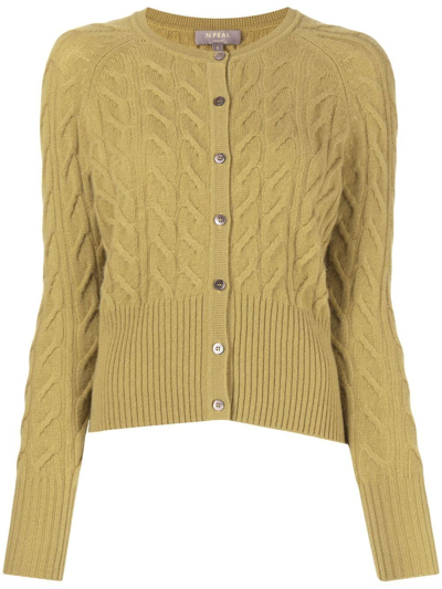 N.peal Cable-knit Cashmere Cardigan In Green