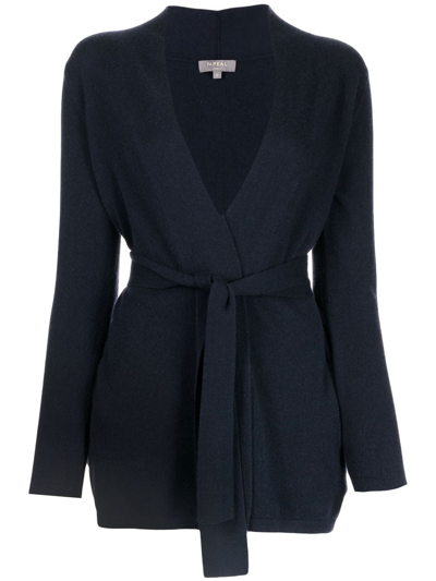 N.peal Belted Organic Cashmere Cardigan In Blue