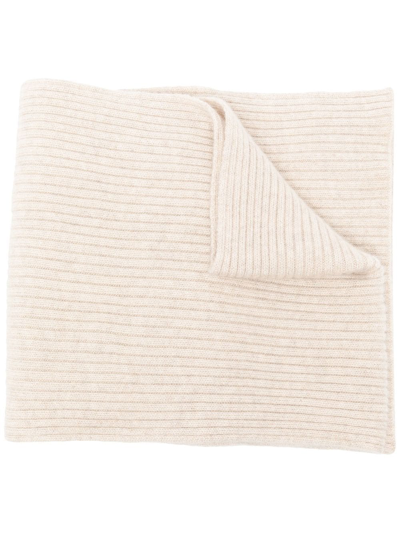 N•peal Ribbed-knit Cashmere Scarf In Brown