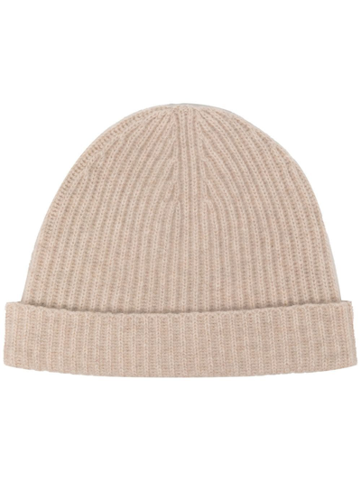 N•peal Chunky Ribbed-knit Beanie In Brown