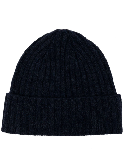 N•peal Chunky Rib-knit Beanie In Blue