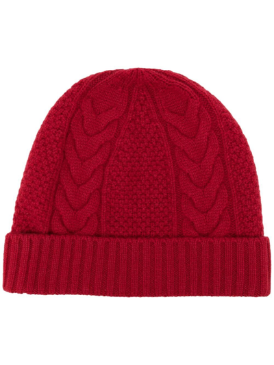 N•peal Cable-knit Cashmere Beanie In Red