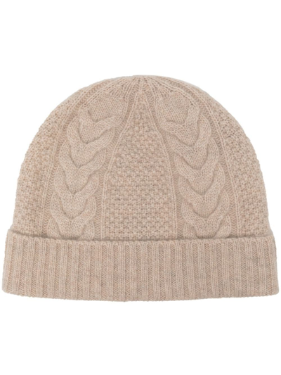 N•peal Cable-knit Cashmere Beanie In Brown