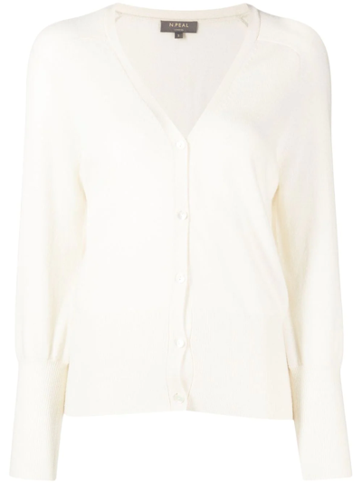 N•peal Fine-knit V-neck Cardigan In White