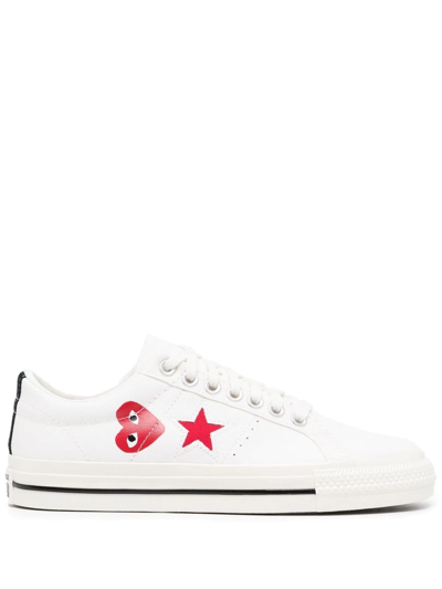 Comme Des Garçons Play X Converse X Converse One Star Trainers In Weiss