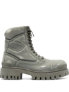 Balenciaga Mens Khaki Combat Strike Faded-wash Canvas Ankle Boots In Kaki