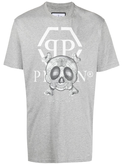 Philipp Plein Graphic-print Cotton T-shirt In Grey