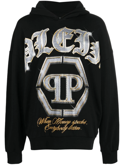 Philipp Plein Logo-print Cotton Hoodie In Black