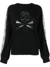 PHILIPP PLEIN LACE-PANELLING SKULL-PRINT SWEATSHIRT