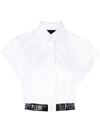PHILIPP PLEIN LOGO-EMBELLISHED CROPPED SHIRT