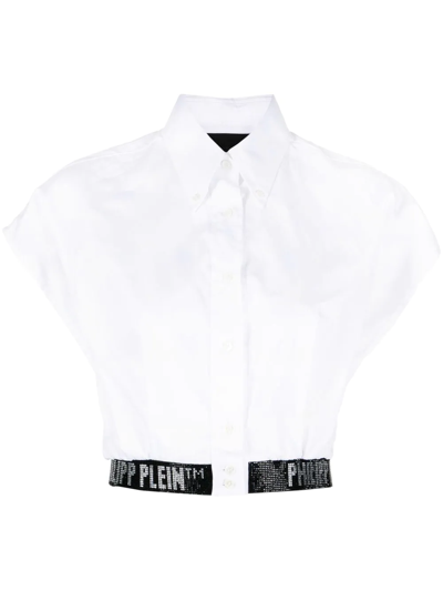 Philipp Plein Logo-embellished Cropped Shirt In White