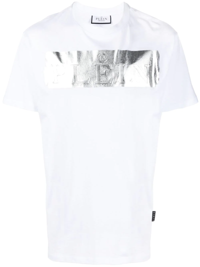 Philipp Plein Metallic-detail Logo T-shirt In White