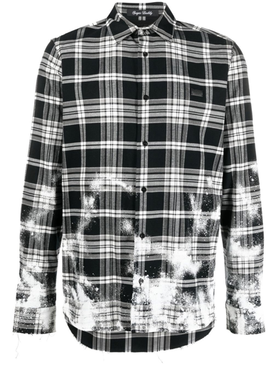 Philipp Plein Gothic Plein Checked Cotton Shirt In Black