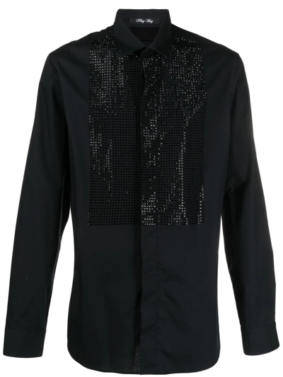 Philipp Plein Sartorial Stud-embellished Shirt In Black