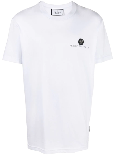 Philipp Plein Logo印花短袖t恤 In White