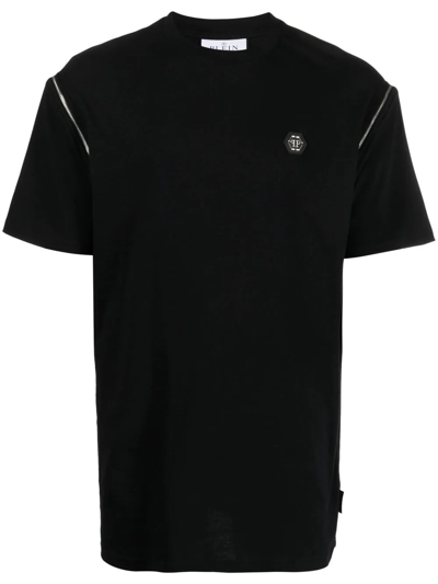 Philipp Plein Plein Empire Logo-embroidered T-shirt In Black