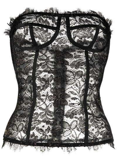 Philipp Plein Lace-detail Bustier Top In Black