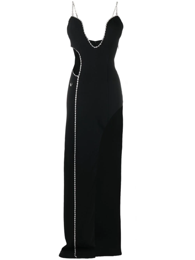 Philipp Plein Embellished Sleeveless Maxi Dress In Black