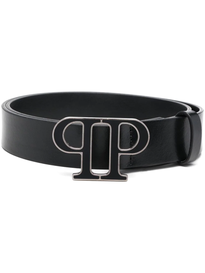 Philipp Plein Logo-buckle Leather Belt In Black