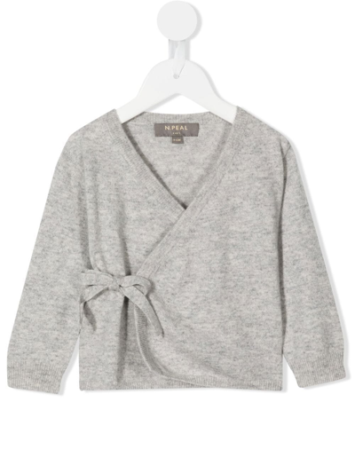 N•peal Babies' Cashmere Wrap Cardigan In Grey