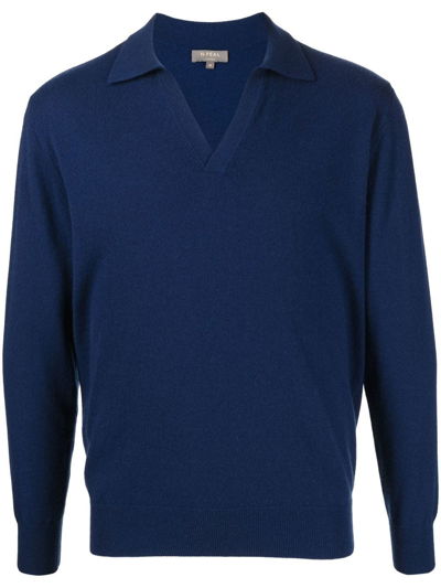 N•peal Cashmere Fine-knit Polo Shirt In Blue