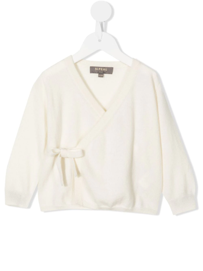 N•peal Babies' Cashmere Wrap Cardigan In White