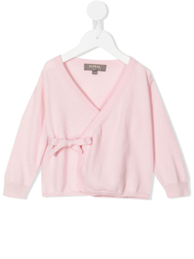 N•peal Babies' Cashmere Wrap Cardigan In Pink