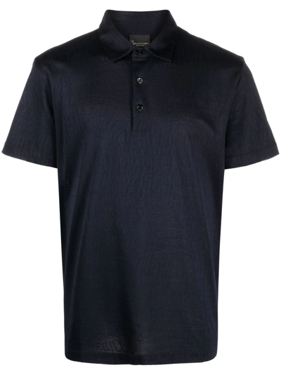 Billionaire Plain Button-placket Polo Shirt In Blue
