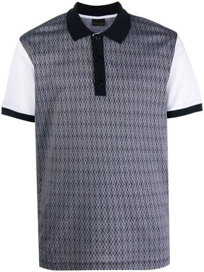 Billionaire Two-tone Cotton Polo Shirt In Blue