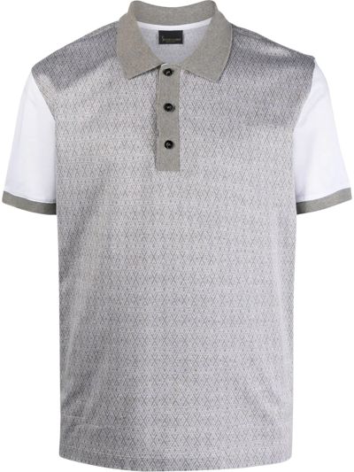 Billionaire Two-tone Cotton Polo Shirt In Grey
