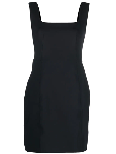 There Was One Square-neck Sleeveless Mini Dress In Black