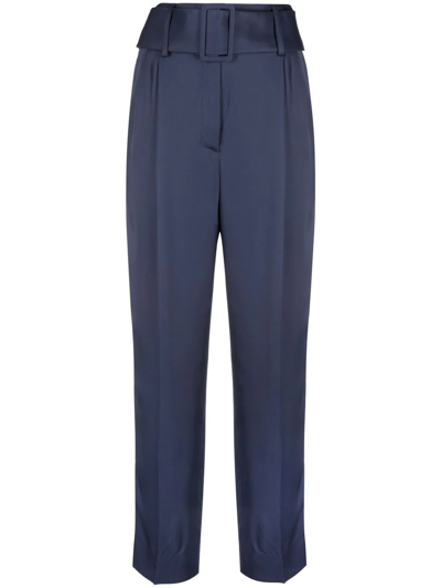 There Was One Pleat-detail Belted Trousers In Blue