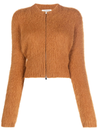 There Was One Zip-up Cropped Cardigan In Brown
