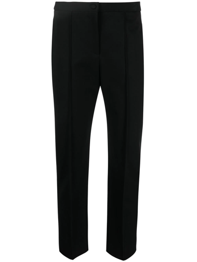 There Was One Cropped Pressed-crease Trousers In Black