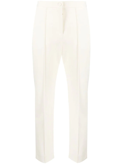There Was One Cropped Pressed-crease Trousers In Neutrals