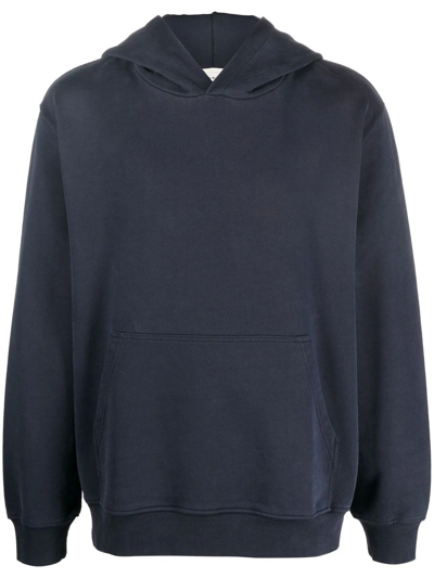 There Was One Logo-print Organic-cotton Hoodie In Blue