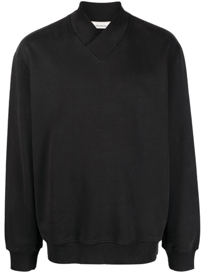 There Was One V-neck Organic-cotton Sweatshirt In Black