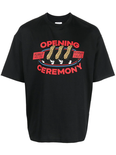 Opening Ceremony Peanuts Logo Cotton T-shirt In Black