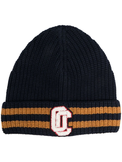 Opening Ceremony Logo-patch Knitted Beanie In Blau
