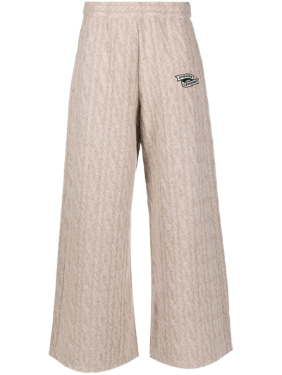 Opening Ceremony Logo-embroidered Cable-knit Trousers In Neutrals