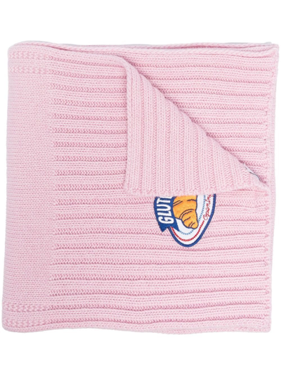 Opening Ceremony Embroidered-logo Rib-knit Scarf In Rosa