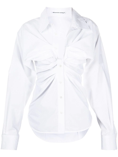 Alexander Wang Cummerbund Waist Cotton Poplin Shirt In White