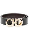 Ferragamo Reversible Belt With Adjustable Fit And Polished Finish In Schwarz