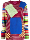 The Elder Statesman Moyen Patchwork Mercerized Wool And Cashmere-blend Sweater In Green