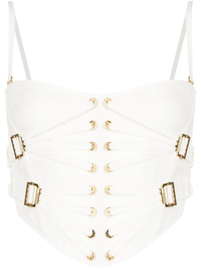Dion Lee Laced-slider Cropped Corset In White
