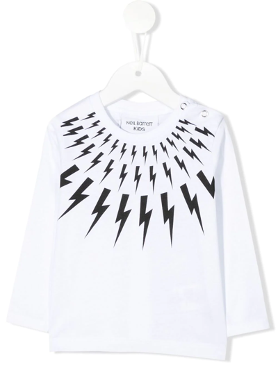 Neil Barrett Babies' Bolt-print Long-sleeve T-shirt In White