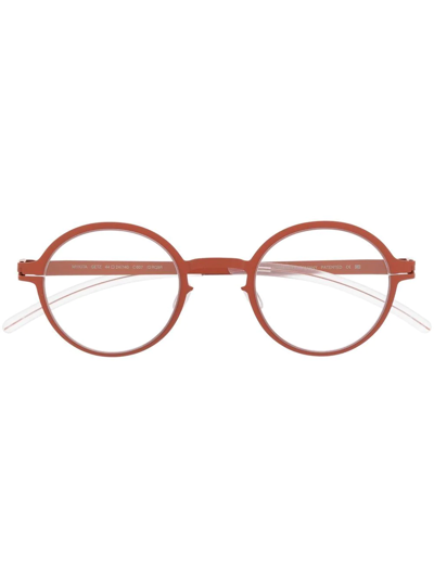 Mykita Round Frame Clear Lens Glasses In Orange